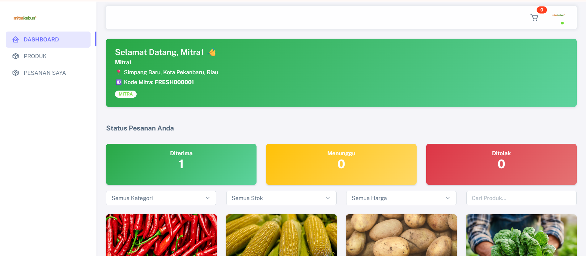 Dashboard Mitra Warung